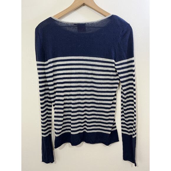Tory Burch Striped Sweater M Nautical Preppy Beach Minimalist Designer Old Money - Picture 8 of 13